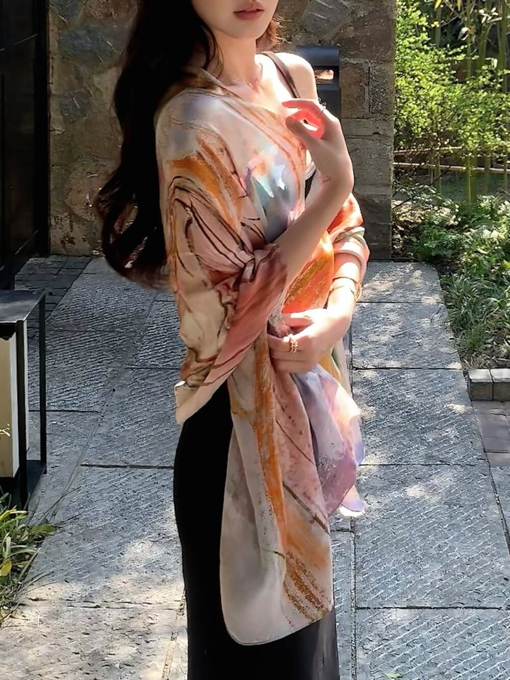 100% mulberry silk scarf and sun protection shawl
